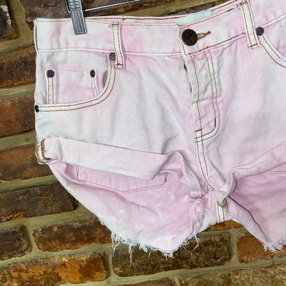 One Teaspoon Pink Tie Dye Denim Bandits Mini Micro Jean Shorts Women's Size 28 - Picture 3 of 9